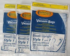 9 VACUUM BAGS to fit BISSELL STYLE 1 & 7 #30861 MICRO FILTRATION  BY ENVIROCARE