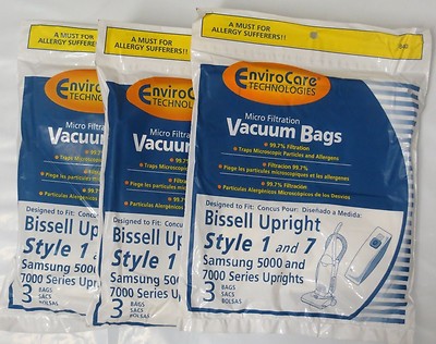9 VACUUM BAGS to fit BISSELL STYLE 1 & 7 #30861 MICRO FILTRATION  BY ENVIROCARE