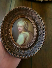 Antique KPM Hand Painted Porcelain Portrait Plaque Of Beatrice Cenci