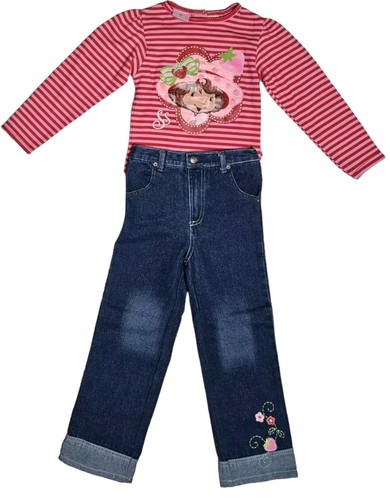 STRAWBERRY SHORTCAKE VTG Childrens Set of 3 Pieces:Jeans, T-shirt ,Cardigan Sz 6 - Picture 2 of 24