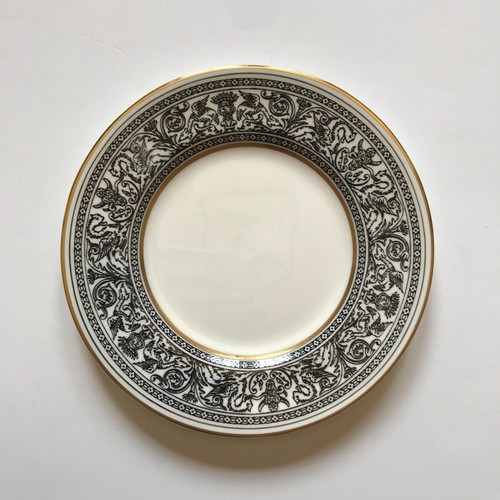 Wedgewood Florentine Bread Butter Salad Plates Black Dragon Gold Rim 6" Set of 4 - Picture 5 of 12