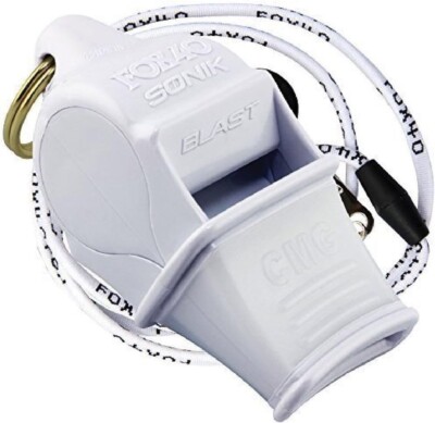 Fox 40 Sonik Blast CMG WHITE Whistle W/Lanyard ~ Official Coach Safety Alert