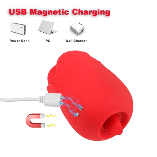 Rose Shape Sucking Licking Vibrator Clitoral G-spot Sex Toy for Women Waterproof - Picture 5 of 13