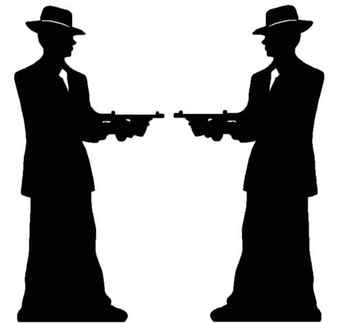 GANGSTER SILHOUETTE DOUBLE PACK CARDBOARD CUTOUT great for roaring 20s parties