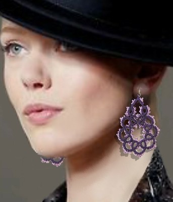 Tättierte Spitzenohrringe Handarbeit Frivolit Ohrringe mit tschechischen Samenperlen, Tatting,