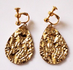 Authentic (Surgical) 24K Gold Plated CLIP ON drop earrings 4 cm drop SHAPE