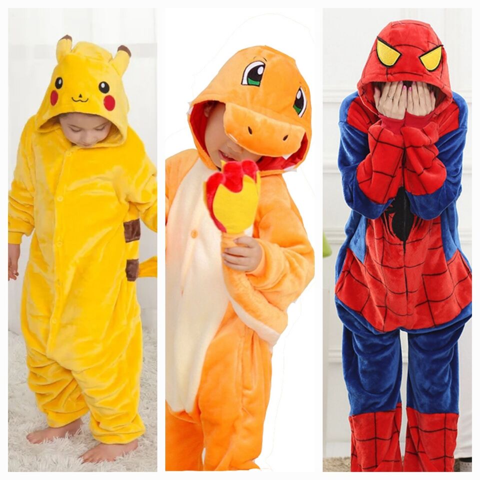 NEW Kids Pokemon Pikachu Charmander Spiderman one piece costumes VERY SOFT!