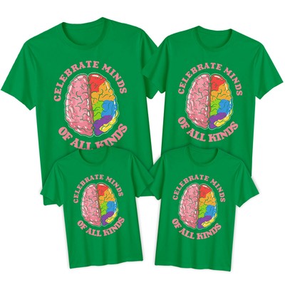 Familie Bunt Gehirn Autismus Bewusstsein Tag T-Shirt T-Shirt Spektrum Akzeptanz #AD