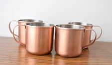 Set of 4 Project 62 Copper Stainless Steel Mug Made In India 3-1/2" tall 16 oz