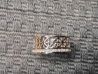 Wunderschöner geschnitzter Ring Ring Strassreihe T49 Schmuck 925 Sterling Silber