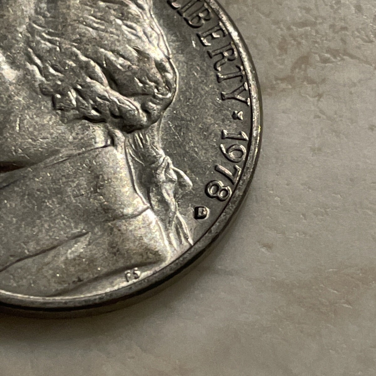1978 D Jefferson Nickel Filled in mint mark RPM DDO Actual