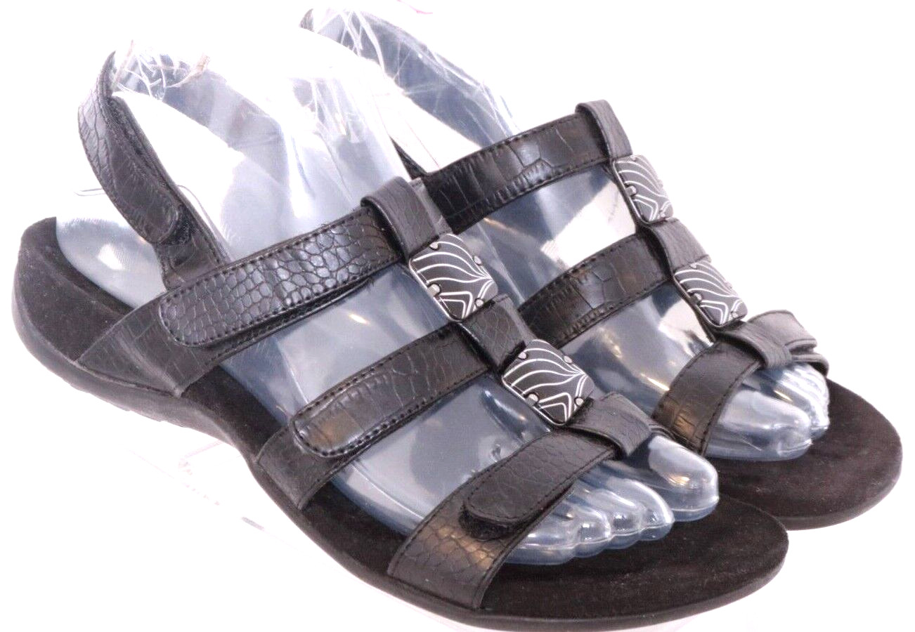 Vionic 1275 Amber Black Leather Adjustable Straps… - image 1