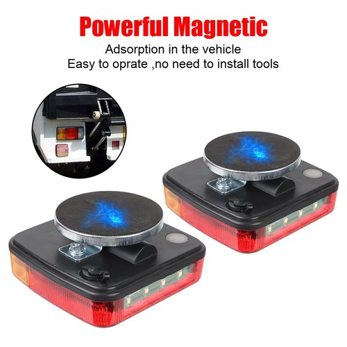 12-24V Wireless USB Magnetic LED Tail Lights kit Towing Trailer Rear Lights NEW - Picture 8 of 19