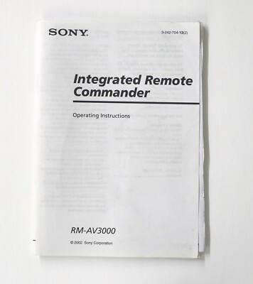 Original SONY RM-AV3000 Remote Commander Owner's Manual / Bedienungsanleitung !!
