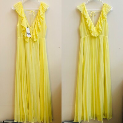 yellow pleated dress zara Zara Yellow Zara Pleated Maxi Dress Zara Dresses Zara Light Green Pleated Dress Poshmark