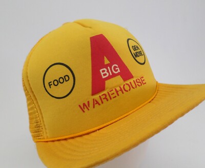 Big A Warehouse Hat Cap Food Store Snapback Mesh Foam Trucker Vtg Yellow