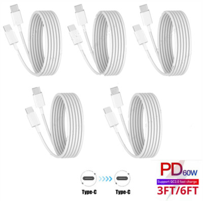 Bulk Lot 60W USB-C to USB-C Cable PD Fast Charger For iPad Pro Samsung Macbook