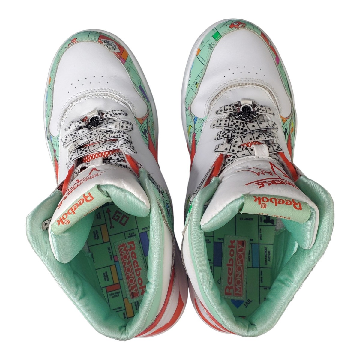 Reebok Reverse Jam Monopoly House Homes Hotels High Tops sz 12 Green White Reebok Monopoly Sneakers Reverse Jam High Top Sneakers - Men  main image 4