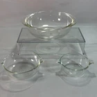 Vintage Clear Pyrex LOT OF 3 - 024 , 019 , 018 Round Casserole Dish Bowls