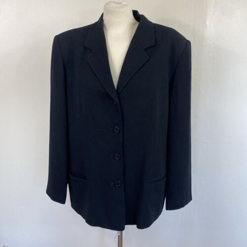 Talbots Blazer Womens 18 Black 3 Button Lined Work Boxy VTG USA - Picture 1 of 10