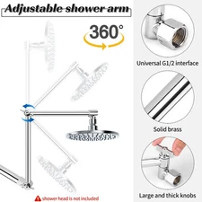 Adjustable Height Brass Shower Head Arm Extension 11inch with Lock Joints