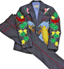 Men Cowboy2Pc Customized Corn Floral Embroidered Western Wedding Cocktail Outfit