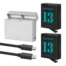2 Pack Battery with 2-Channel Charger For Gopro Hero 13 Black Camera