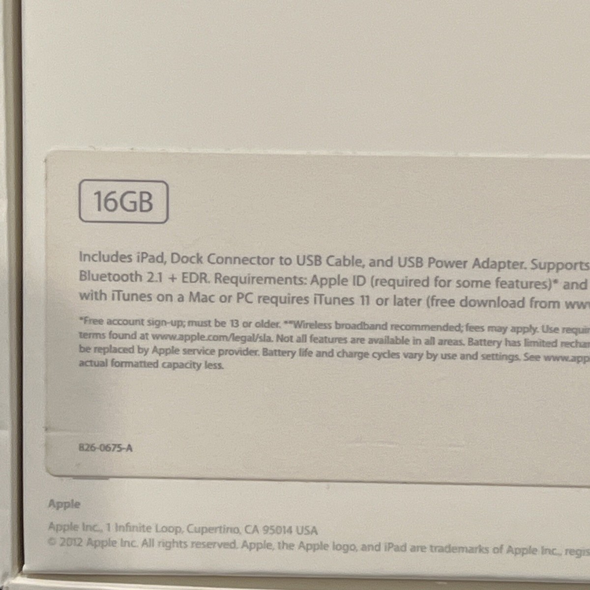 Apple iPad 2 16GB Wi-Fi Black EMPTY BOX With Tray ONLY Very Good