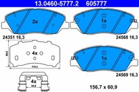 ATE 13.0460-5777.2 Bremsbelagsatz, Scheibenbremse Vorderachse FÜR Hyundai KIA