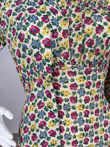 Antique 1930s 1940s Floral Print Rayon Slip & Dressing Robe Pink Blue green - Picture 5 of 18
