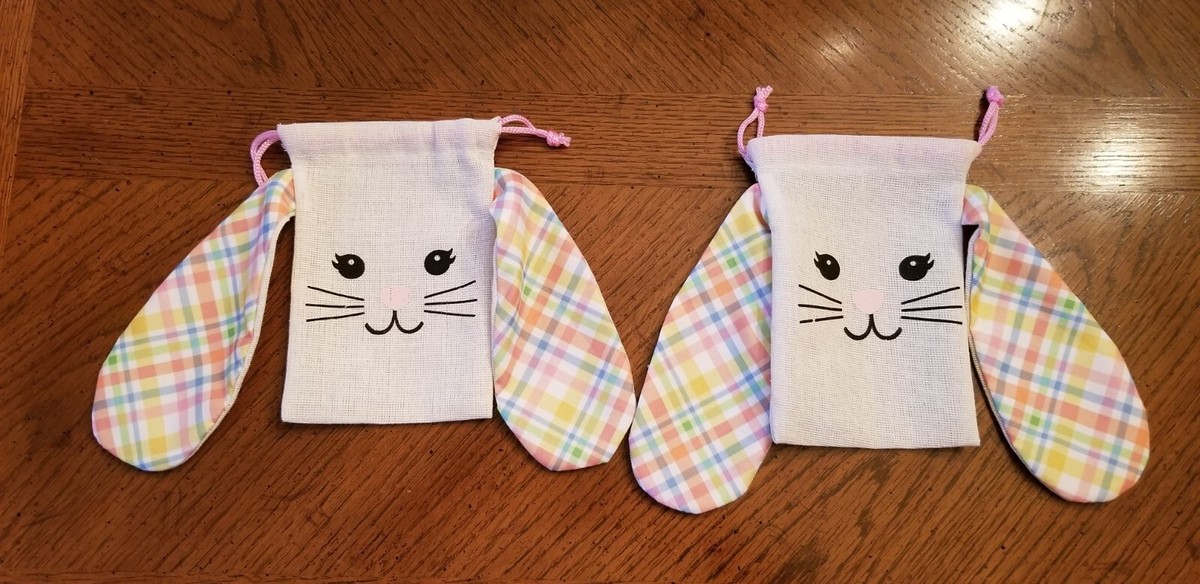 Easter Fabric Gift Bags Bunny Treat Bags Drawstring Egg Hunt Lot
