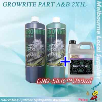 Grow Rite Hydroponic GROWRITE A&B HYDROPONICS NUTRIENTS 2X1L OR GRO Silic Monosilicic Acid 0 ...