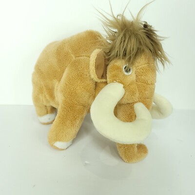 Realistic Brown Wooly Mammoth Plush 8'' Stuffed Animal Hairy White Tusks No Tags