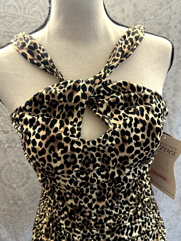 Maiô feminino de uma peça leopardo, abrace suas curvas marcas milagrosas, médio - Imagem 2 de 4