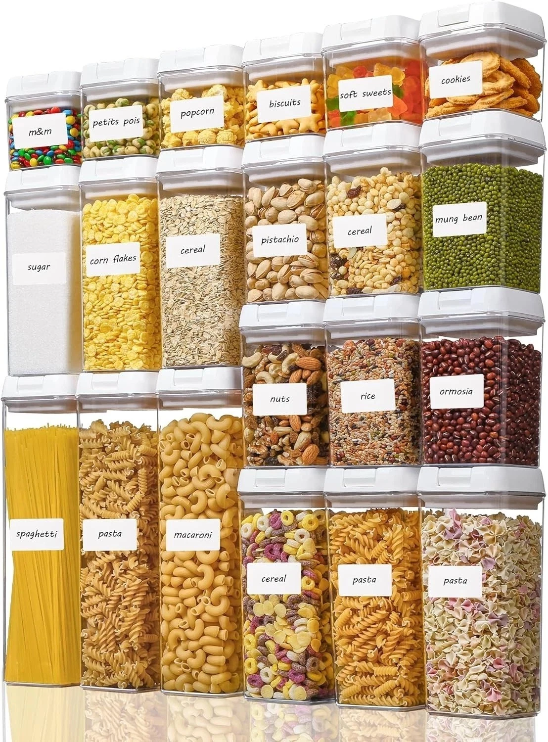 Vtopmart 21 PCS Airtight Food Storage Containers Set, BPA Free 21 Pack, White