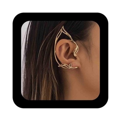 Gothic Elf Ear Wrap Earrings Gold Cat Ear Cuff Earrings Punk Elves Ear Climber E