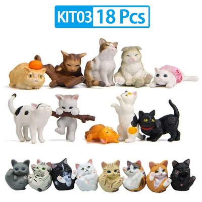 Katzen Miniatur Figuren Set Dekoration Geschenk Tier Modell Deko