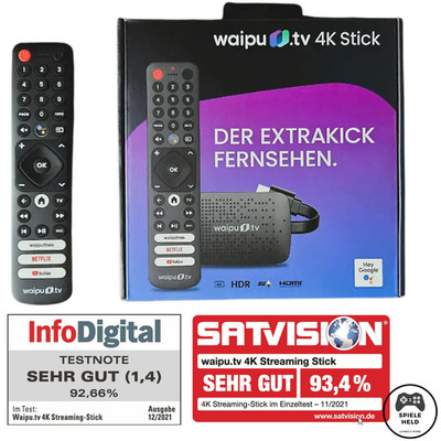 waipu.tv 4K Stick | inkl. Fernbedienung | HDMI | HDR | Schwarz | NEU & OVP