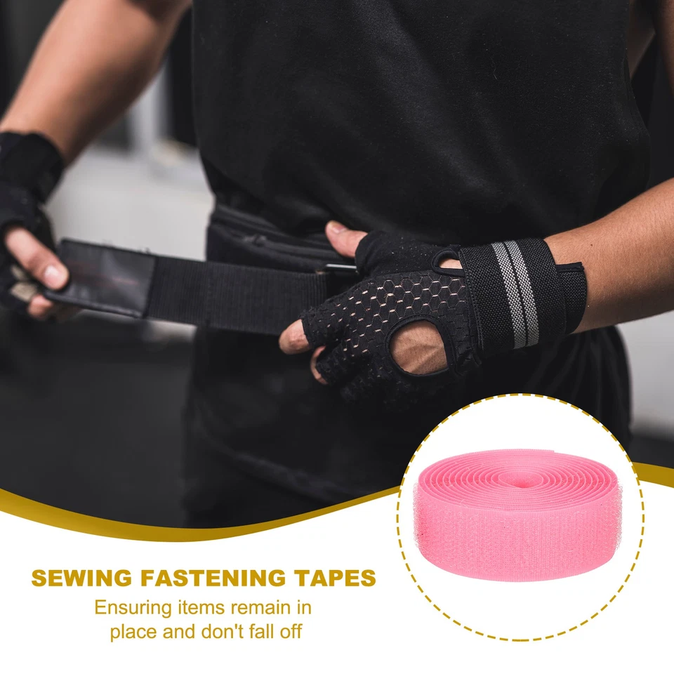 Cinta para coser gancho y bucle, tiras de sujeción de nailon de 1 pulgada 2 yardas (rosa) Foto 4 de 4