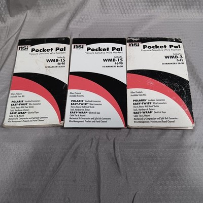 NSI WMB-15 WMB-3 Pocket Pal Wire Marker Book, Numbers 46-90 3 books 746 total
