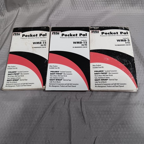 NSI WMB-15 WMB-3 Pocket Pal Wire Marker Book, Numbers 46-90 3 books 746 total