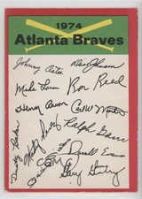 1974 O-Pee-Chee Team Checklists Atlanta Braves 07vd