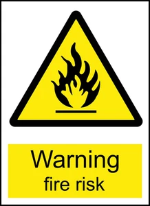 Fire Risk Caution Warning Sign Self Adhesive Vinyl Sticker