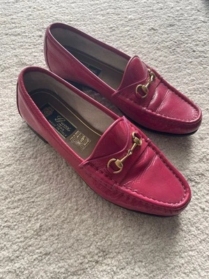 Mocassins GUCCI chaussures Horse Bit EU 36 US 6 cuir verni rose authentique - Photo 1/4