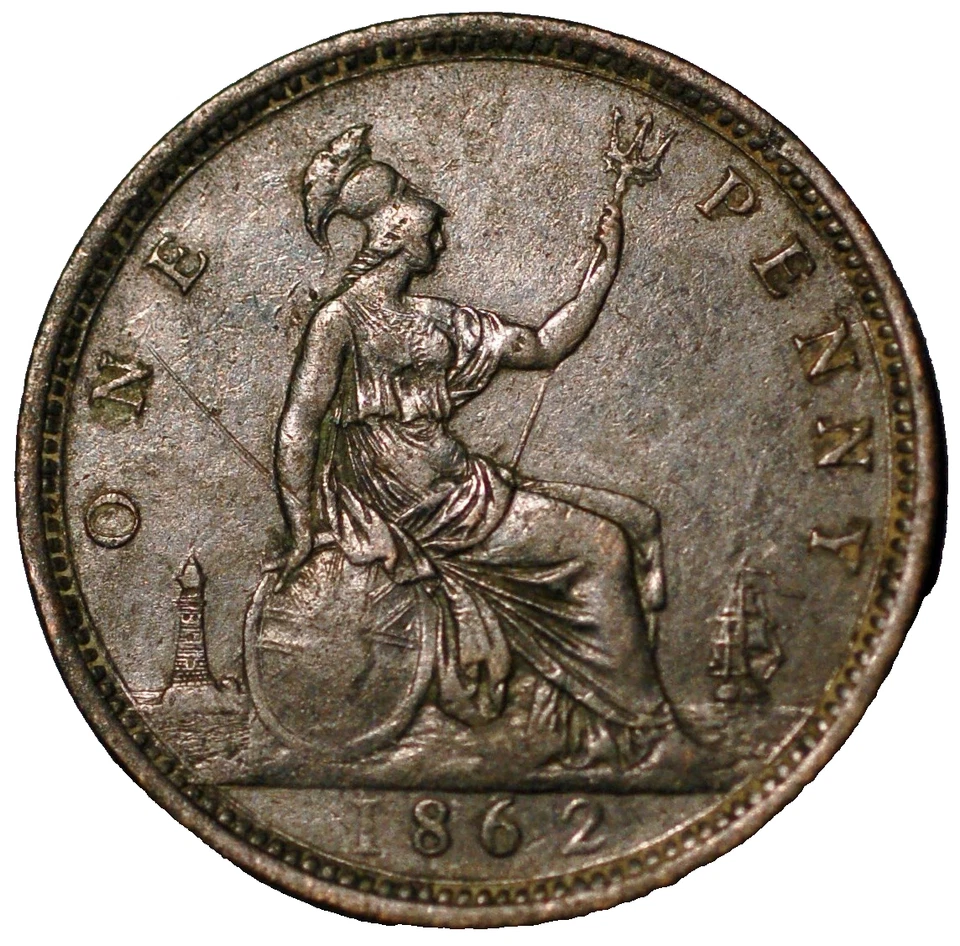 Gran Bretaña Penny 1862 Victoria KM# 755 Foto 2 de 2