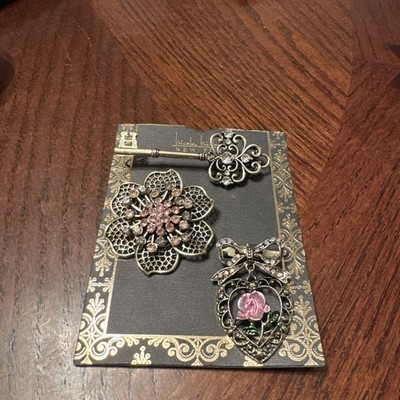 Nicole Miller Victorian Inspired Lot Of 3 Pins Brooches New
