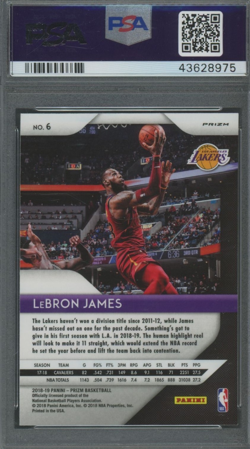 LeBron James 2018 Panini Prizm #6 "Red Ice" - PSA 10 - GEM MINT view 2