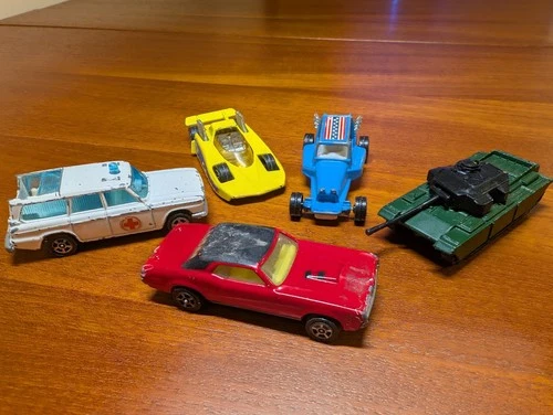 Vintage Corgi Juniors model cars, Mercury Cougar Studebaker Hot Rodder US Buggy