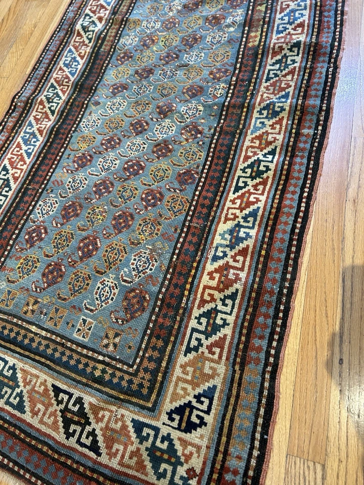 Antique Caucasian C.1900 Museum quality Chi Chi KUBA with rare paisley design6x3 - Image 2 of 4