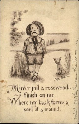 Tom Yad spanking comic postcard Muver Put A Rosewood Finish On Me c1910 dog